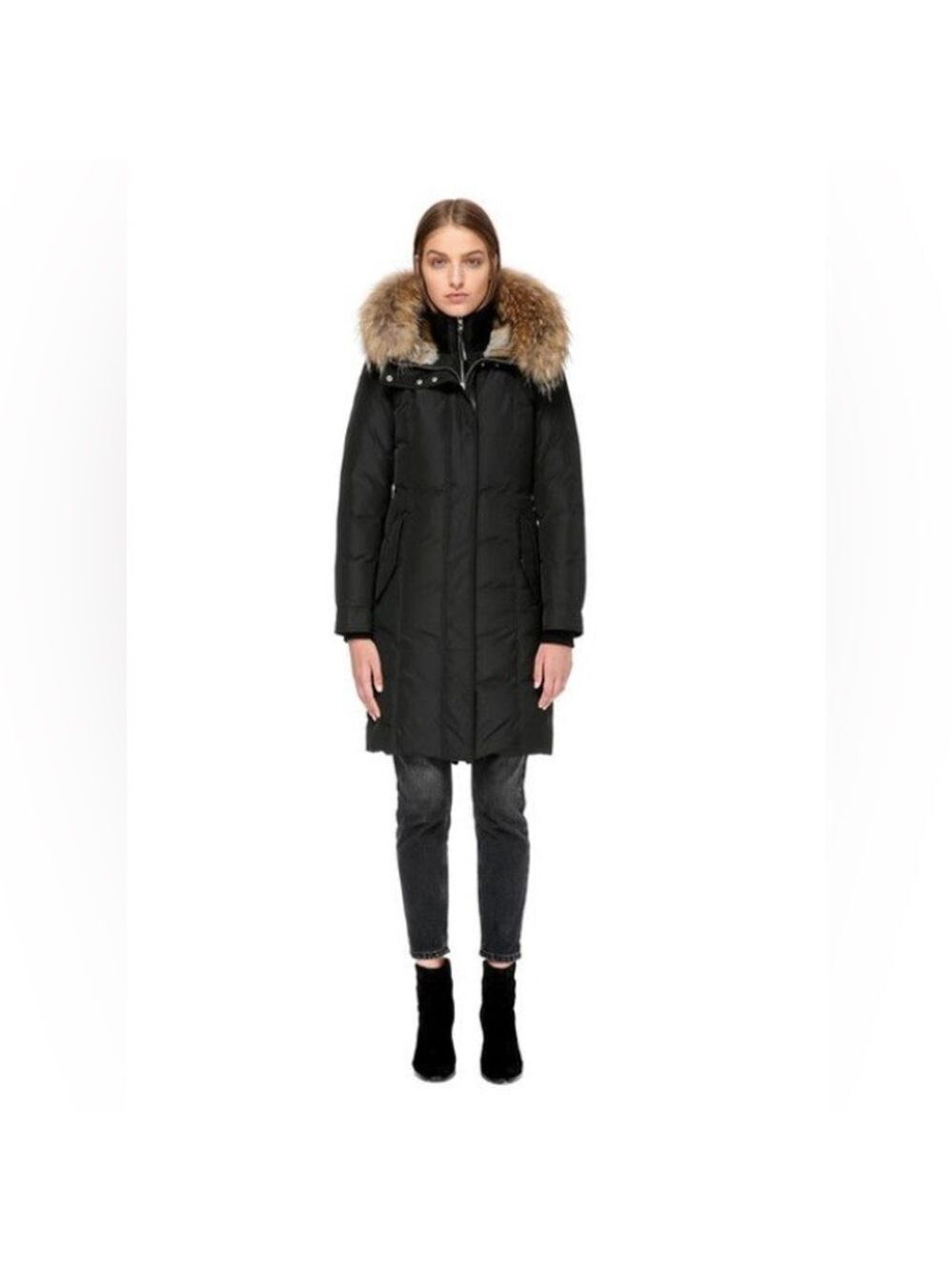 Mackage Harlin Down-Fill Parka Jacket w/ Fur Trim Hood Black Size XXS -20°C